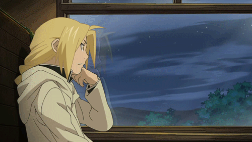 Fullmetal Alchemist Edward Sitting in a Train